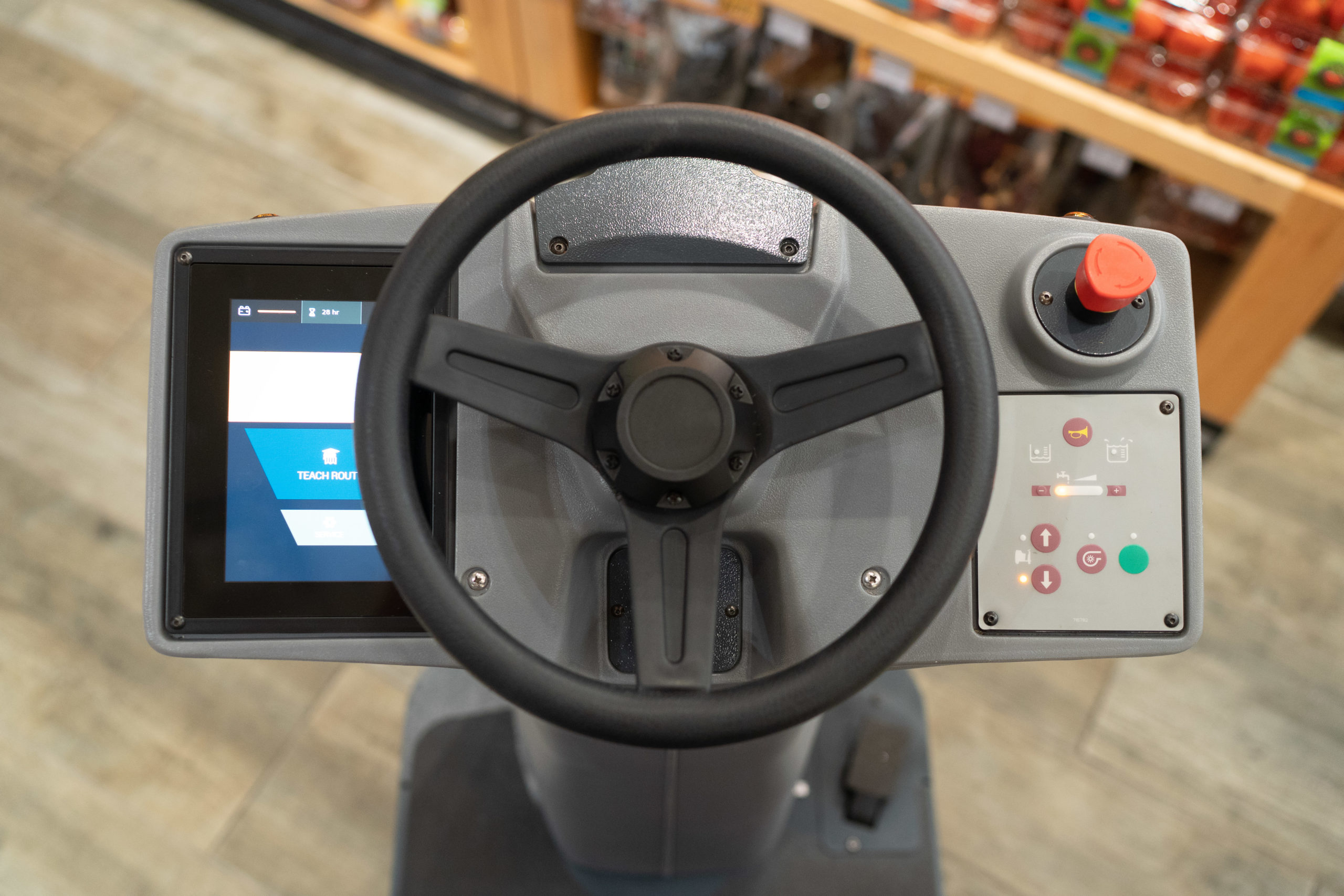 Minuteman's RoboScrub 20's steering wheel and control panel